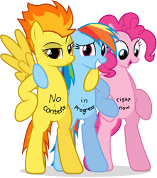 Size: 6275x7102 | Tagged: safe, artist:stillfire, derpibooru import, pinkie pie, rainbow dash, spitfire, earth pony, pegasus, pony, absurd resolution, belly button, bipedal, body writing, simple background, transparent background, vector