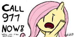 Size: 1252x637 | Tagged: safe, artist:chibi95, fluttershy, pegasus, pony, 911, female, mare, solo