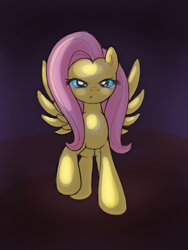 Size: 600x800 | Tagged: safe, artist:radiatezoom, fluttershy, pegasus, pony, female, mare, pink mane, solo, yellow coat