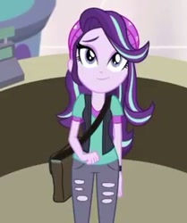 Size: 260x311 | Tagged: safe, screencap, starlight glimmer, equestria girls, mirror magic, spoiler:eqg specials, clothes, cropped, hat, pants, smiling, solo