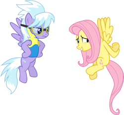 Size: 6000x5562 | Tagged: safe, artist:masem, cloudchaser, fluttershy, pegasus, pony, wonderbolts academy, absurd resolution, clothes, simple background, transparent background, uniform, vector, wonderbolt trainee uniform, wonderbolts