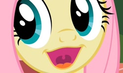Size: 604x360 | Tagged: safe, fluttershy, pegasus, pony, faic, female, mare, ponyface, smiling