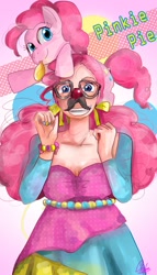 Size: 800x1400 | Tagged: safe, artist:chika_rosio, pinkie pie, human ponidox, humanized, mask, solo