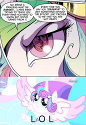 Size: 451x657 | Tagged: safe, idw, princess celestia, princess flurry heart, sunset shimmer, alicorn, pony, drama, drama bait, op is a cuck, op is trying to start shit