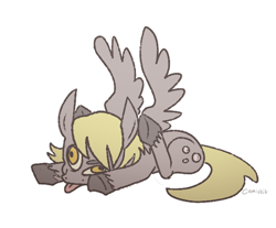 Size: 500x414 | Tagged: safe, artist:comickit, derpy hooves, pegasus, pony, female, mare, solo, tongue out, unshorn fetlocks