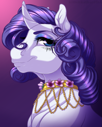 Size: 769x961 | Tagged: safe, artist:kittehkatbar, rarity, pony, unicorn, bust, jewelry, necklace, portrait, solo