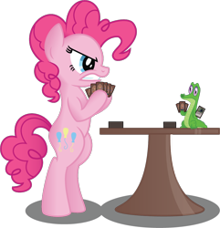 Size: 966x1001 | Tagged: safe, artist:drawponies, artist:jakage, gummy, pinkie pie, earth pony, pony, gummy is a filthy cheater, magic the gathering, table