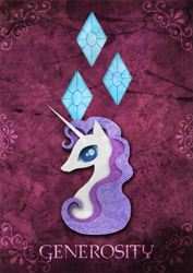 Size: 849x1200 | Tagged: safe, artist:emjustem, rarity, pony, unicorn, bust, cutie mark, portrait, poster, solo