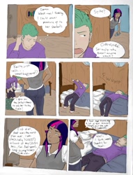 Size: 781x1023 | Tagged: safe, artist:demdoodles, derpibooru import, spike, twilight sparkle, comic:measurements, comic, humanized