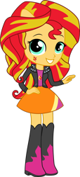 Size: 3000x6586 | Tagged: safe, artist:crimsumic, sunset shimmer, equestria girls, clothes, cute, doll, equestria girls minis, grin, looking at you, pony ears, simple background, skirt, smiling, solo, toy, transparent background, vector