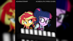 Size: 1280x720 | Tagged: safe, artist:adammasterart, sci-twi, sunset shimmer, twilight sparkle, equestria girls, friendship games, album cover, my little pony: the pipes of harmony, pvc, pvc instrument, soundcloud, youtube link