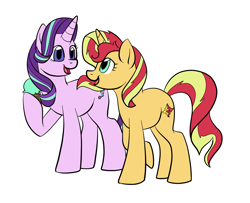 Size: 4147x3367 | Tagged: safe, artist:catlover1672, starlight glimmer, sunset shimmer, pony, unicorn, equestria girls, mirror magic, spoiler:eqg specials, absurd resolution, female, food, ice cream, lesbian, shimmerglimmer, shipping, simple background, white background