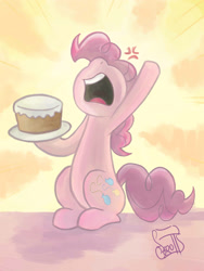 Size: 1920x2560 | Tagged: safe, artist:cainescroll, pinkie pie, earth pony, pony, cake, female, mare, pink coat, pink mane, solo