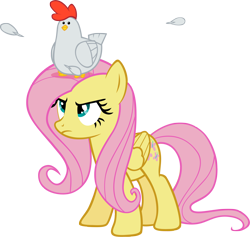 Size: 2112x2005 | Tagged: safe, artist:elegantmisreader, fluttershy, chicken, pegasus, pony, simple background, transparent background, vector