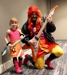 Size: 1024x1149 | Tagged: safe, artist:dustypony, sunset shimmer, human, equestria girls, friendship games, babscon, babscon 2016, clothes, cosplay, costume, defictionalization, dustykatt, electric guitar, flying v, guitar, irl, irl human, photo, target demographic