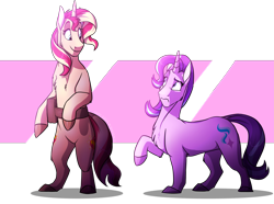 Size: 4017x2984 | Tagged: safe, artist:namygaga, starlight glimmer, sunset shimmer, pony, unicorn, equestria girls, mirror magic, spoiler:eqg specials, absurd resolution, bipedal, duo, female, mare, scene interpretation, smiling