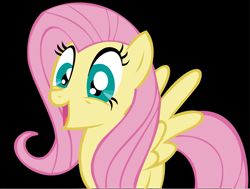 Size: 1051x796 | Tagged: safe, fluttershy, pegasus, pony, black background, simple background, solo, vector