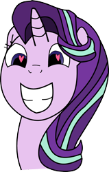 Size: 1442x2271 | Tagged: safe, anonymous artist, starlight glimmer, pony, unicorn, cute, glimmerbetes, heart, heart eyes, huge grin, simple background, smiling, solo, transparent background, wingding eyes