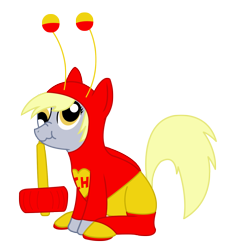 Size: 1198x1331 | Tagged: safe, artist:bonaldo-kun, derpy hooves, pegasus, pony, clothes, el chapulín colorado, female, mare, mexican, solo