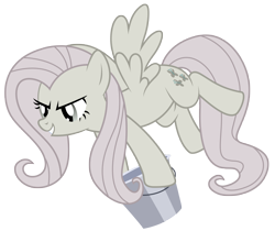 Size: 5000x4191 | Tagged: safe, artist:kooner-cz, fluttershy, pegasus, pony, absurd resolution, bucket, discorded, simple background, transparent background, vector