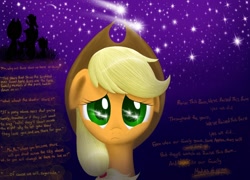 Size: 1600x1152 | Tagged: safe, artist:sweetangeldelight, apple bloom, applejack, big macintosh, earth pony, pony, applejack's parents, feels, male, raise this barn, sad, shooting star, stallion, stars, younger