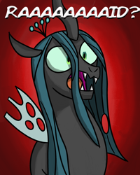 Size: 2400x3000 | Tagged: safe, artist:saburodaimando, queen chrysalis, changeling, changeling queen, bug spray, female, implied insecticide, kills bugs dead, newbie artist training grounds, raid, scared, this will end in death