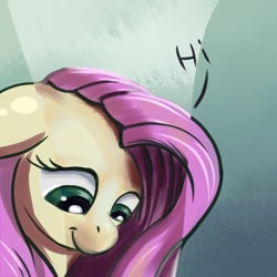 Size: 512x512 | Tagged: safe, artist:viwrastupr, fluttershy, pegasus, pony, hi, looking down, solo