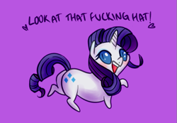 Size: 595x412 | Tagged: safe, artist:catspian, rarity, pony, unicorn, female, mare, purple mane, solo, vulgar, white coat