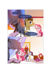 Size: 3541x5016 | Tagged: safe, artist:gashiboka, derpibooru import, doctor whooves, pinkie pie, rainbow dash, rarity, roseluck, spike, twilight sparkle, twilight sparkle (alicorn), alicorn, dragon, earth pony, pegasus, pony, unicorn, comic:recall the time of no return, comic, hospital