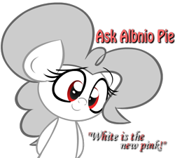 Size: 800x719 | Tagged: safe, artist:albinon, pinkie pie, earth pony, pony, ask-albino-pie, female, gray mane, mare, solo, white coat