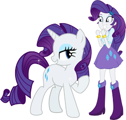 Size: 3544x3372 | Tagged: safe, artist:vector-brony, rarity, pony, equestria girls, boots, bracelet, clothes, high heel boots, human ponidox, jewel, jewelry, self ponidox, simple background, skirt, sparkles, square crossover, transparent background, vector