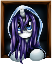 Size: 500x629 | Tagged: safe, artist:xioade, rarity, pony, unicorn, clothes, hoodie, solo, wet, wet mane, wet mane rarity