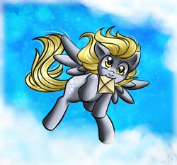 Size: 1927x1795 | Tagged: safe, artist:princesssilverglow, derpy hooves, pegasus, pony, female, mail, mare, mouth hold, solo