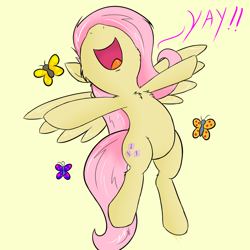 Size: 1200x1200 | Tagged: safe, artist:plushtail, fluttershy, butterfly, pegasus, pony, chest fluff, female, mare