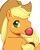 Size: 600x750 | Tagged: safe, artist:kudamono-yukiblue, applejack, earth pony, pony, g1, apple, g4 to g1, generation leap, mouth hold, obligatory apple, solo