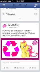 Size: 640x1136 | Tagged: safe, fluttershy, pegasus, pony, brushable, earth day, facebook, hasbro, ios, iphone, toy