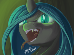 Size: 4000x3000 | Tagged: safe, artist:sigilponies, queen chrysalis, changeling, changeling queen, fangs, female, open mouth, solo