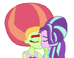 Size: 1014x787 | Tagged: safe, artist:ktd1993, starlight glimmer, equestria girls, afro, crack shipping, female, kissing, lesbian, shipping, simple background, starhugger, transparent background