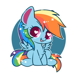 Size: 800x800 | Tagged: safe, artist:snow angel, derpibooru import, rainbow dash, pegasus, pony, chibi, cute, dashabetes, heart eyes, smiling, solo, weapons-grade cute, wingding eyes