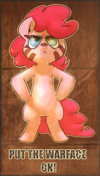 Size: 739x1300 | Tagged: safe, artist:atryl, pinkie pie, pony, bipedal, solo, war paint