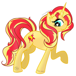 Size: 900x900 | Tagged: safe, artist:rem-ains, sunset shimmer, pony, unicorn, backwards cutie mark, solo