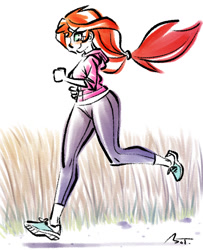 Size: 650x800 | Tagged: safe, artist:mojot, sunset shimmer, equestria girls, daily sunset, running, solo, yoga pants