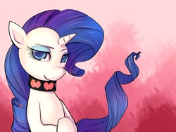 Size: 900x675 | Tagged: safe, artist:bakki, rarity, pony, unicorn, collar, female, mare, purple mane, solo, white coat