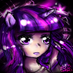 Size: 4000x4000 | Tagged: safe, artist:wendysakana, derpibooru import, twilight sparkle, eared humanization, horned humanization, humanized, solo