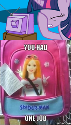 Size: 430x751 | Tagged: safe, derpibooru import, twilight sparkle, barbie, exploitable meme, facehoof, spider-man, tv meme, you had one job