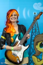 Size: 682x1024 | Tagged: safe, artist:sunny-tooi, artist:tooi, sunset shimmer, human, equestria girls, clothes, cosplay, costume, electric guitar, guitar, irl, irl human, photo, ponyradiocon