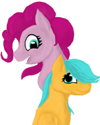 Size: 800x999 | Tagged: safe, artist:chay25, pinkie pie, sunshower raindrops, earth pony, pegasus, pony, duo, female, mare