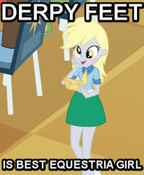 Size: 289x351 | Tagged: safe, derpy hooves, equestria girls, blushing, image macro, letter, mail, solo