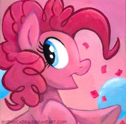 Size: 512x502 | Tagged: safe, artist:kenket, artist:spainfischer, pinkie pie, earth pony, pony, balloon, solo, square series, traditional art