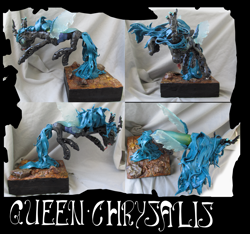 Size: 3000x2808 | Tagged: safe, artist:sourcherry, queen chrysalis, changeling, changeling queen, craft, female, sculpture, solo, traditional art